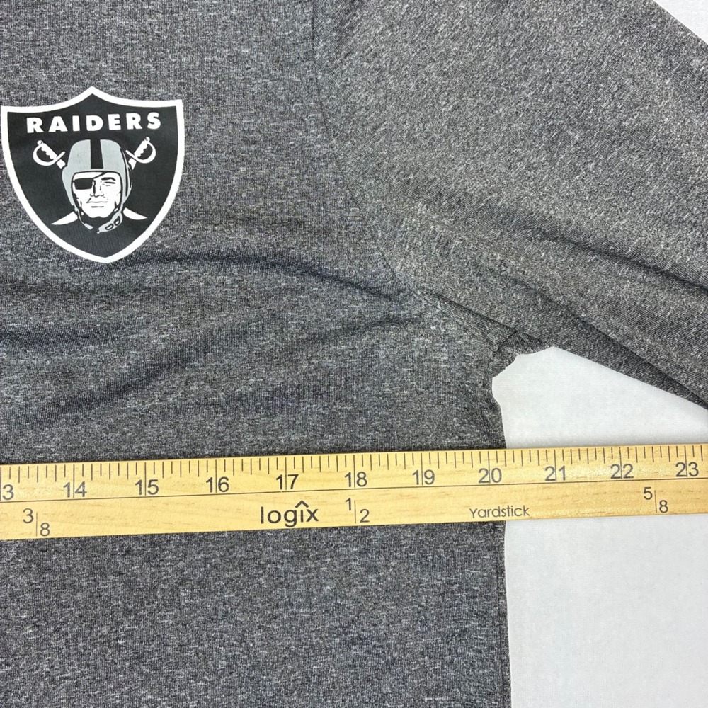 NFL Team Apparel Raiders Pullover Mens Medium Gray Quarter Zip Heathered Logo - Picture 5 of 7